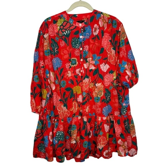 J. Crew Dresses & Skirts - J. Crew Red Lightweight Cotton Swingy cover-up dress in painted floral Small